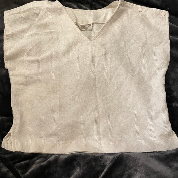 Vintage 1970s cropped linen top with button detailing - Picture 1 of 4